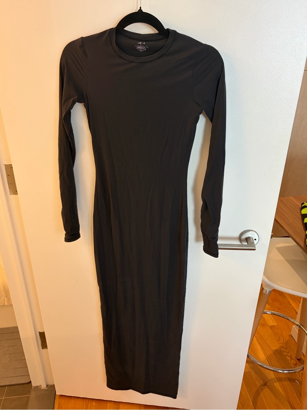 SKIMS Long Sleeve Black Bodycon Maxi Dress